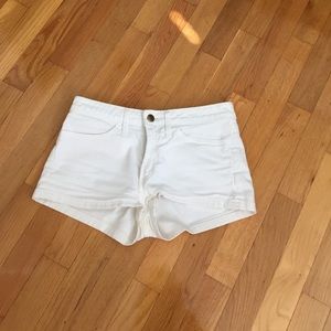 White denim shorts.