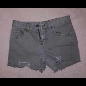 BDG Denim Midrise Camo Green Shorts, Size 24