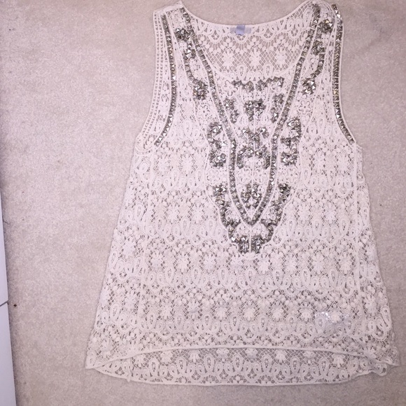 ecoté Embellished Lace Tank Top, Size XS