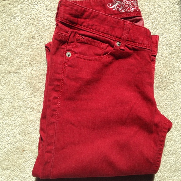 Express red jeans