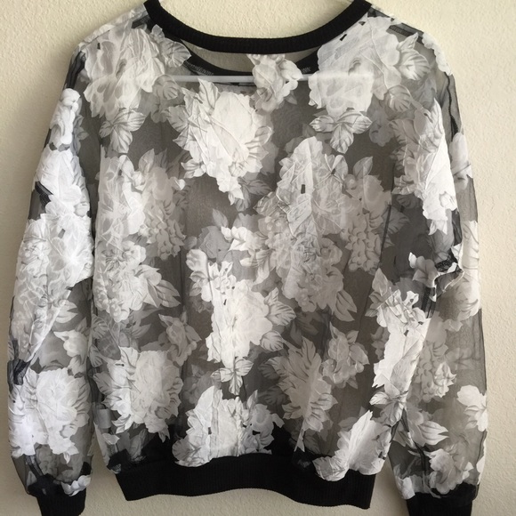 Flower Print Long Sleeve Sheer - Picture 3 of 3