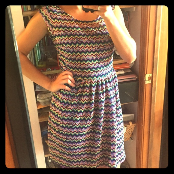 Multi colored knit eyelet dress 🎉