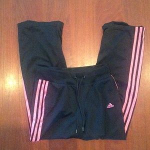 Black/Pink stripped Adidas pants