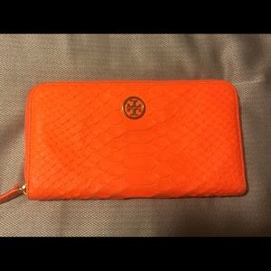 Tory Burch Neon Snake Zip Continental Wallet-
