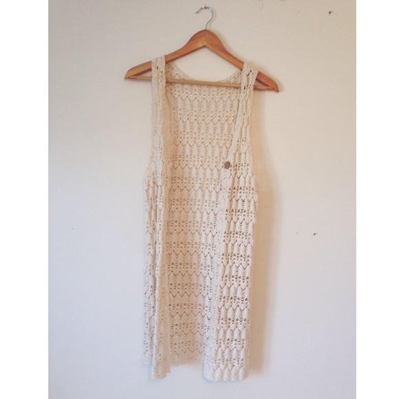 cream crochet vest
