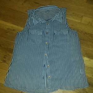 Striped collared button down tank