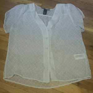 Business casual polka dot button down