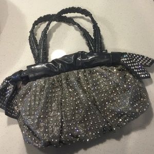 Grey and Silver Rhinestone Handbag
