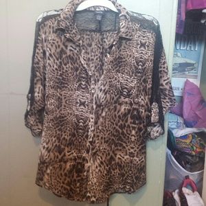 Cheetah print button-down