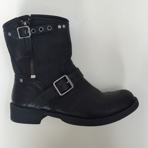 Black Midi Biker Engineer Boots