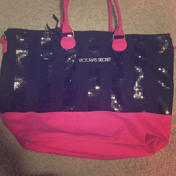 VS tote. pink and black