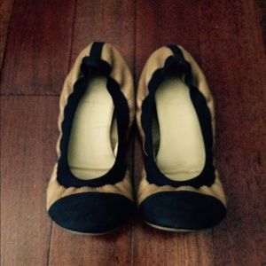 J.Crew navy and tan flats