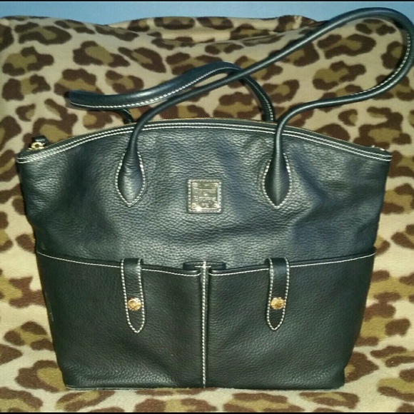 Dooney & Bourke Black Pebble Leather Crescent Tote