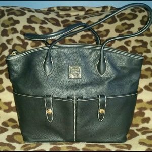 Dooney & Bourke Black Pebble Leather Crescent Tote