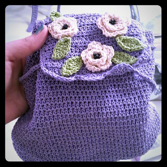 Lavender crochet back pack