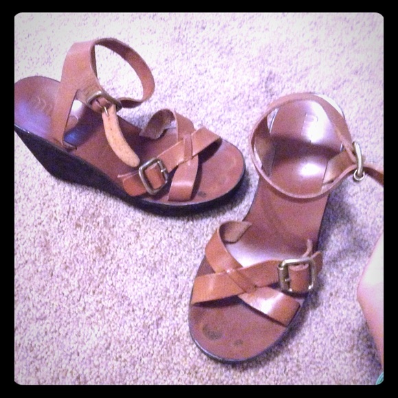 Brown Leather Wedges- MIU MIU