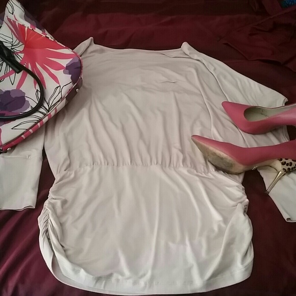 Neutral Wide-neck Blouson Top By Boston Proper