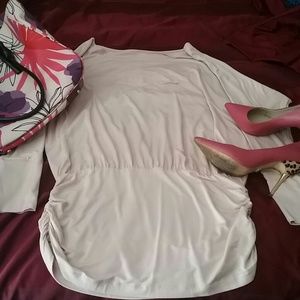 Neutral Wide-neck Blouson Top By Boston Proper