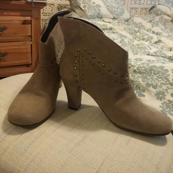 Gray suede booties