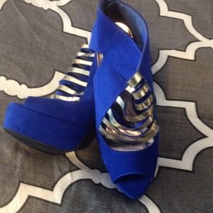 Blue and gold heels