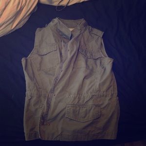 Army green jean vest