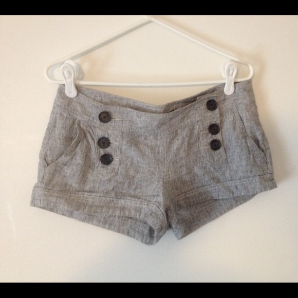 Black and white shorts.