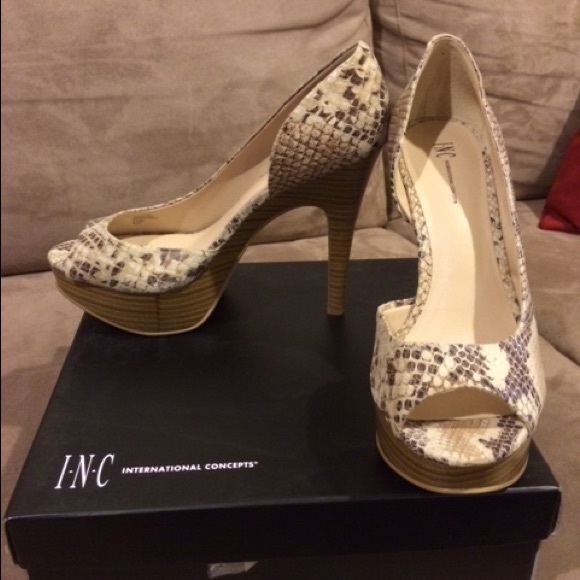International Concepts Snakeskin Open Toe Heels