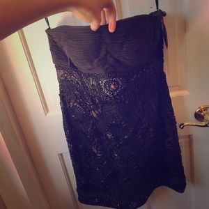 Embellished brown cocktail dress, with jewels