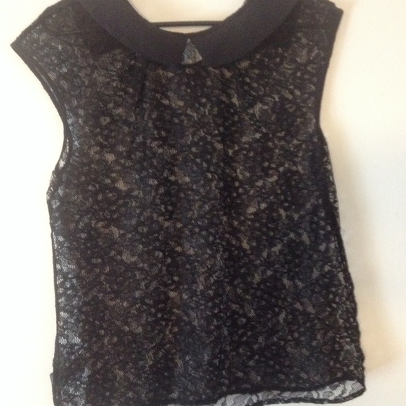 Black lace shirt with satin
