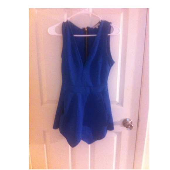 💙Royal Blue Plunging Asymmetrical Romper💙