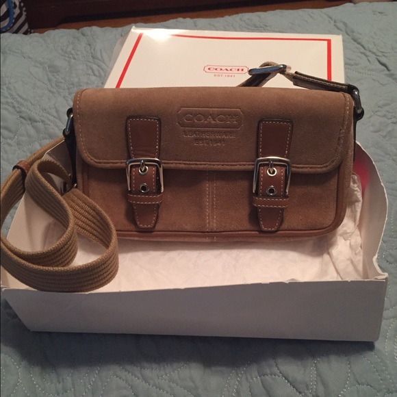 Authentic coach crossbody brown suede leather bag!