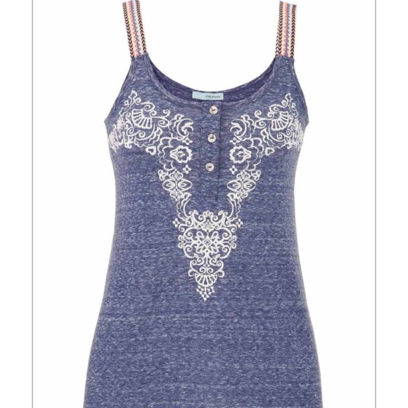 Tank with embroidered straps