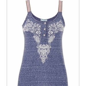 Tank with embroidered straps