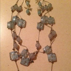 Blue necklace set and lot