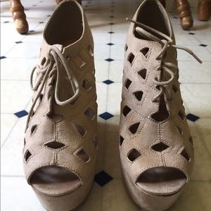 Suede Lace Up Wedges