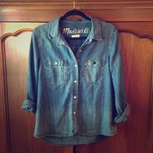 Dark denim ombré button-down