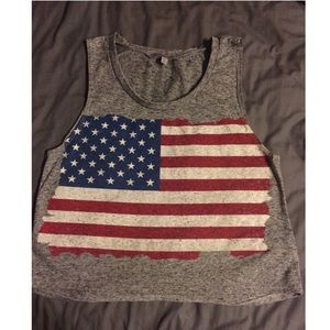 American Flag gray crop top.