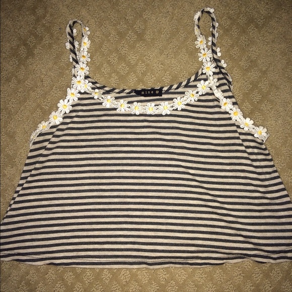 LF inspired daisy striped cropped tank