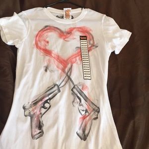 White gun smoke t shirt