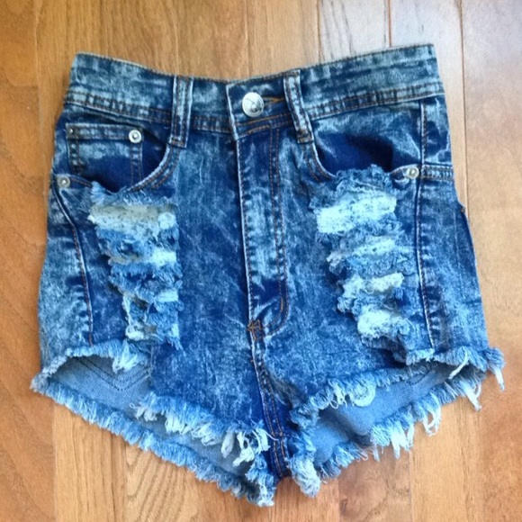 REDFOX high waisted distressed Jean shorts