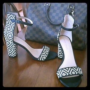 Zara black and white sandals