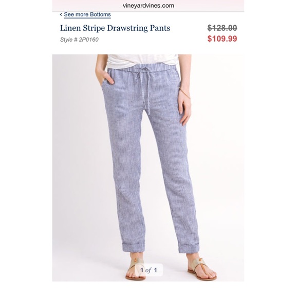Vineyard Vines Linen Stripe Drawstring Pants