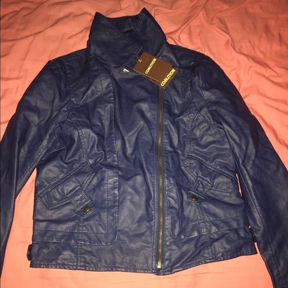 Blue leather jacket