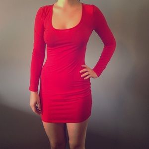 Red party dress with cut out back