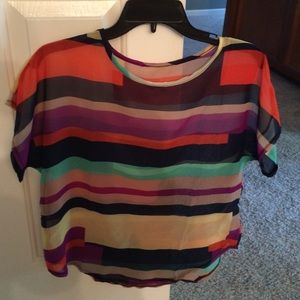 Sheer color block top