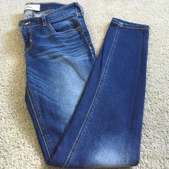 Dark jeans with faded wash on the thighs!