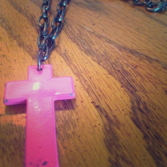 pink cross necklace