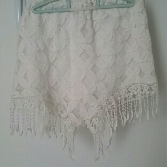 Lace fringe shorts