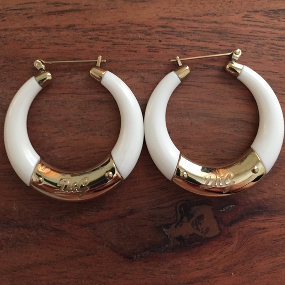 Dolce & Gabbana Cream and Gold Hoop Earrings