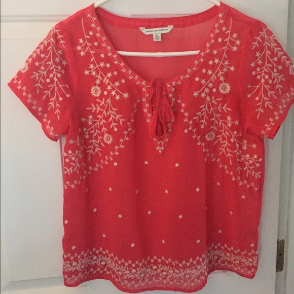 American Eagle Outfitters Tops - American Eagle- Sheer Women’s Coral Shirt